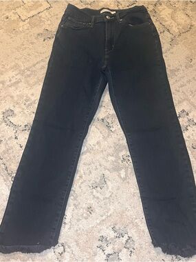 Levi's Women's Dark Blue Staright Undone Hem Ankle Jeans